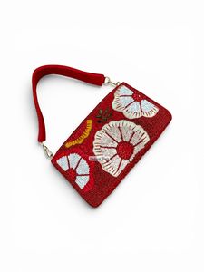 Pochette de soirée de luxe faite à la main avec perles et sequins floraux pour femme, avec poignée en velours - Product Image 3