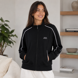Custom Logo Heavyweight Embroidered Full <b>Zip</b> Mock Neck Track Jacket OEM Supplier Premium Piped Sports Jacket - Product Image 6