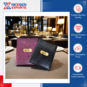 Nexgen Exports - Carpeta de Menú para Restaurante de Cuero PU Hecha a Mano de la Mejor Calidad y Altamente Duradera con Logotipo y Diseño Personalizados, Origen India - Product Image 4