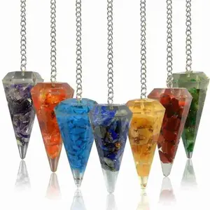 Customized Natural Seven Chakra Orgone Pendulum Wholesale Seven Chakra Pendulum For Sale Chakra Healing Pendulum Crystal Crafts