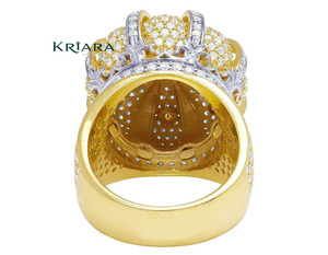 Bague pour homme en argent 925, bague cocktail couronne, sertie de moissanite, bijoux de mariage de luxe - Product Image 5