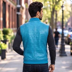 Chaleco de Cuero Repujado para Hombre, Estilo Motero, para Motociclista, Otoño, Transpirable, Resistente al Viento - Product Image 6