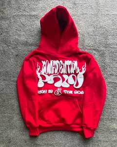 <b>Red</b> Puff Print Graphic <b>Hoodie</b> Men <b>Women</b> Streetwear Pullover Sweatshirt - Product Image 1