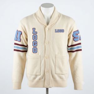 Custom Vintage Style women's Cream Shawl Collar Knitted <b>Cardigan</b> <b>Sweater</b> Button Down Long Sleeve College Varsity School Uniform - Product Image 1