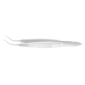 Pinces à pointe cystotomique 11,50 mm à mâchoires droites, manche plat 82 mm, en acier inoxydable, manuelles, pour microchirurgie ophtalmique, certifiées CE - Product Image 1