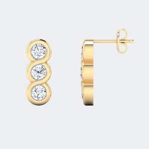 Pendientes de Diamantes Cultivados en Laboratorio de 0.70 CTW, Corte Brillante Redondo, para Mujer, Oro de 9K, 14K, 18K, Color E F, VS VVS, Joyería Fina de Lujo - Product Image 1