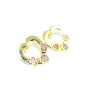 Pendientes de Moda con Forma de Corazón de Cuarzo Rosa Natural, Chapados en Oro de 22K, para Mujeres y Niñas, Joyería al por Mayor - Product Image 2