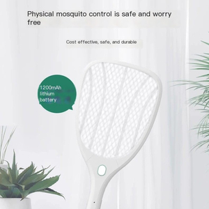 Raquette anti-moustiques électrique rechargeable 3200V haute tension avec lumière LED, batterie 1200mAh, charge rapide en 3-4h, tue-insectes - Product Image 1