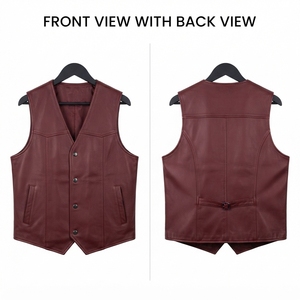 Chaleco de Cuero Marrón Premium de 700 GSM, Chaqueta sin Mangas de Cuero Genuino Multipanel, Logotipo Grabado Personalizado, Transpirable, Resistente al Viento, para Hombre - Product Image 6