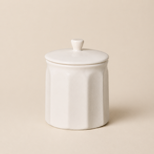 Contemporary Ceramic Storage Canister Fluted Design Airtight Lid <b>Pantry</b> Organizer Elegant <b>Kitchen</b> Counter Jar Premium Utility - Product Image 1