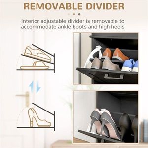 Black Shoe Storage Cabinet Practical Shoe Racks Organization Solution - Product Image 6
