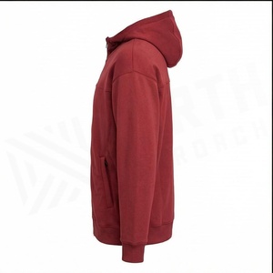 เสื้อฮู้ดซิปผู้ชายสีแดง ทรงปกติ สวมใส่สบาย ผ้าเฟรนช์เทอร์รี่ 100% ผ้าฝ้าย ระบายอากาศได้ดี เหมาะสำหรับใส่ในฤดูใบไม้ร่วง - Product Image 3