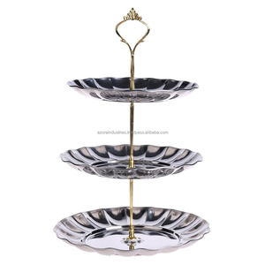 Nuevo soporte multifuncional de Metal para pasteles, mesa de Hotel de lujo, soporte para servir frutas y pasteles, acabado antiguo de Azora Industries - Product Image 5
