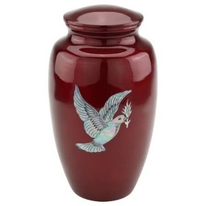 โกศบรรจุอัฐิขนาดใหญ่ สีแดง ลายพิราบ สำหรับผู้ใหญ่ พร้อมฝาปิด - Product Image 1