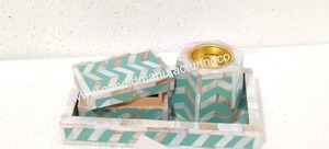 Quemador de Incienso Aromático con Incrustaciones de Madreperla Amarilla, Juego de Quemadores de Incienso Hechos a Mano con Caja y Cuenco de Metal para el Hogar u Oficina, Estilo Indio - Product Image 4