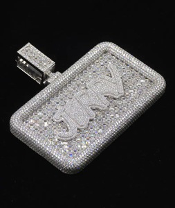 Mens 925 Silver Moissanite Custom Name Dog <b>Pendant</b> Iced Statement Luxury Rectangle Necklace Charm for Men Gift - Product Image 1