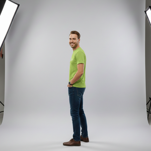 Camiseta de manga corta para hombre, color verde lima, de tela de primera calidad, con OEM, muy vendida. - Product Image 2