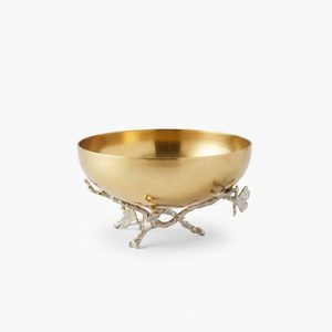 Cuenco Decorativo de Metal Pulido Dorado con Base de Hoja de Ginkgo, Centro de Mesa de Lujo, Cuencos para Servir Aperitivos - Product Image 5