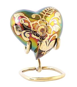 Heritage Brass Heart Keepsake Funeral Cremation Urn Memorial Ash <b>Container</b> Featuring Stylish Secure Closure Design - Product Image 1
