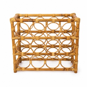 Rattan wine cabinet for <b>table</b> & corner hand-crafted rack stand for beer soft drink bottles - Product Image 5