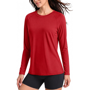 Unisex Red Full Sleeve Rash Guard Quick Dry Polyester <b>Swim</b> Top with Front Logo UPF50+ Breathable & Eco-Friendly <b>for</b> Adults - Product Image 1