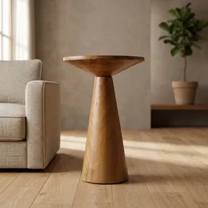 Solid Wood End <b>Table</b> Round Wooden <b>Side</b> <b>Table</b> Modern Minimalist Pedestal Accent <b>Table</b> for Living Room <b>Bedroom</b> Home Furniture - Product Image 5