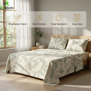 King Size Tropical Leaf Printed Bedsheet <b>Set</b> | Soft Cotton <b>Bedding</b> <b>Set</b> with Pillow Covers Lightweight Breathable Premium Bedroom - Product Image 6