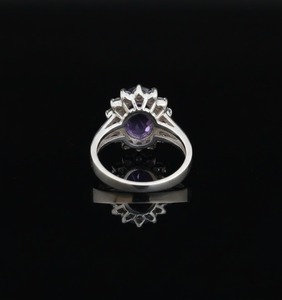 Anillo de Compromiso con Gema, Corte Ovalado, Minimalista, con Engaste de Canal, Certificado por Terceros, Plata 925, Amatista Natural, Cristiano - Product Image 4