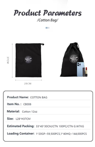 Sac à linge en toile noire avec logo personnalisé, petite pochette à cordon, sac anti-poussière en coton, sac à dos unisexe à cordon rayé – Vente en gros - Product Image 6