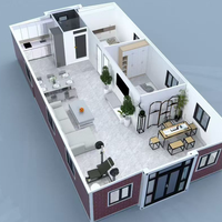 Casa Portátil Prefabricada de 20 y 40 Pies, Estructura de Acero de Lujo, Expandible, Tipo Contenedor, con Dormitorio y Cocina