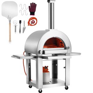 Forno Pizza Portatile da 22 Pollici a Doppia Alimentazione (Pellet e Gas) per Esterni, in Cordierall Rinforzato per Campeggio e Accessori - Product Image 1