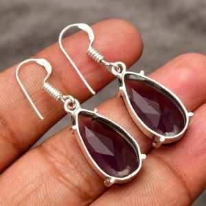 Boucles d'oreilles pendantes en améthyste faites à la main, argent sterling 925, bijoux en pierres précieuses, pierre naturelle violette, boucles d'oreilles pour femmes, cadeau - Product Image 6