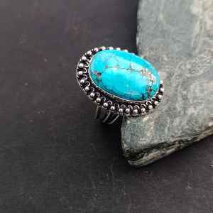 Natural Turquoise <b>Ring</b> 925 Sterling Silver Handmade Jewelry Gift For Women Birthday Unique Luxury Elegant Design - Product Image 6
