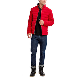 Chaqueta acolchada negra para hombre, chaqueta cortavientos con cuello alto, ropa exterior informal de poliéster, chaqueta acolchada de corte regular. - Product Image 5