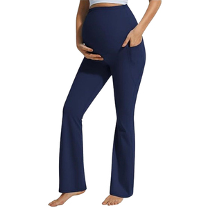 Legging de maternité taille haute personnalisé en gros, extensible, ultra-doux, en Spandex/Nylon, pour la grossesse - Product Image 1