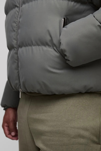 Men's Light Grey Cropped Puffer Jacket High Neck Zip Up Insulated Winter <b>Bubble</b> <b>Coat</b> Custom Logo Streetwear Short Padded - Product Image 3