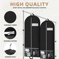 Housse de costume non tissée 42x40 pouces avec fenêtre transparente supérieure, poignée inférieure, anti-poussière, vente en gros, logo personnalisé OEM, sac de voyage pour costume