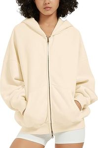 Sweat-shirt à capuche court beige pour femme, à manches longues, zippé, avec poches avant, respirant, tricoté, décontracté, style hip-hop, pour le printemps - Product Image 2