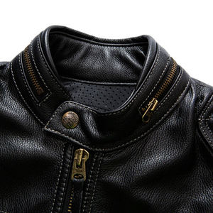Custom Made Men's Leather Jacket Motorcycle Riding Biker Style Regular Fit Outerwear <b>Zip</b> <b>Up</b> Windproof Grain Leathers Jackets Men - Product Image 5
