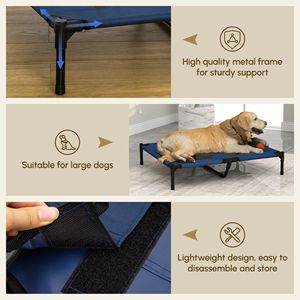 Cuccia Rialzata Rinfrescante Portatile per Cani di Taglia Grande 36x30 Blu, con Rete Lavabile, Letto XL Sostenibile per Animali Domestici - Product Image 4