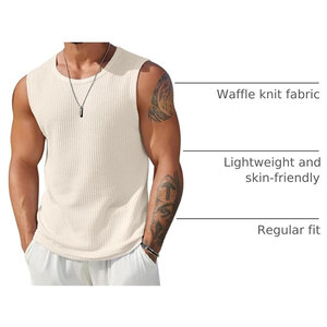 Débardeurs décontractés pour hommes en maille gaufrée, sans manches, respirants, légers, pour l'été, pour la musculation et l'entraînement sportif - Product Image 4