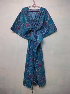 Robe Kaftan Bohème Vintage Faite à la Main en Coton et Dentelle, Imprimé Floral, Coupe Évasée, Grande Taille, Tenue de Plage, Vêtement de Maternité, Cadeau pour Demoiselle d'Honneur - Product Image 6