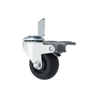 Lot de 4 roulettes pivotantes noires en PP de 2 pouces avec frein, plaque latérale en TPR, emballage personnalisé, pour salle de bain et salon, capacité de charge de 50 kg