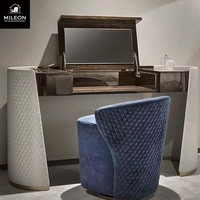 Table de toilette de luxe de style italien, design de conception artisanale, design à rabat rigide, table de toilette en bois massif pour chambre à coucher, villa, table de rangement