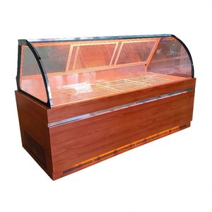 ثلاجة عرض تجارية للسلطات بألوان قابلة للتخصيص وتشطيب خشبي، ذات درجة حرارة مزدوجة وإزالة الصقيع التلقائي، مع أبواب منزلقة - Product Image 5