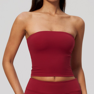 <b>Women's</b> <b>Black</b> Strapless Tube <b>Top</b> Solid Color Short Crop <b>Tank</b> Sporty Casual Fit - Product Image 4