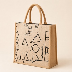 Jute <b>Tote</b> <b>Bag</b> Geometric Print Zipper Rope Shoulder Handbag Reusable Shopping Carry <b>Bag</b> for Grocery Travel Beach Outdoor - Product Image 3