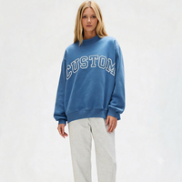 Sweat à capuche surdimensionné en coton brodé personnalisé pour femme, pull en maille à col rond de créateur, ensemble unisexe, personnalisation du logo