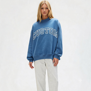 Sweat à capuche surdimensionné en coton brodé personnalisé pour femme, pull en maille à col rond de créateur, ensemble unisexe, personnalisation du logo - Product Image 1