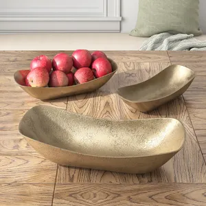Handmade Decorative <b>Metal</b> <b>Bowl</b> with Contemporary Minimalist Luxury Interior AppealOval <b>Metal</b> Serving <b>Bowls</b> Set Handmade Modern - Product Image 1
